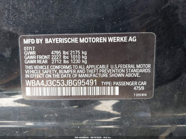 Aukcja sprzedaży 2018 Bmw 430i Gran Coupe Xdrive, vin: WBA4J3C53JBG95491, numer aukcji: 45408045