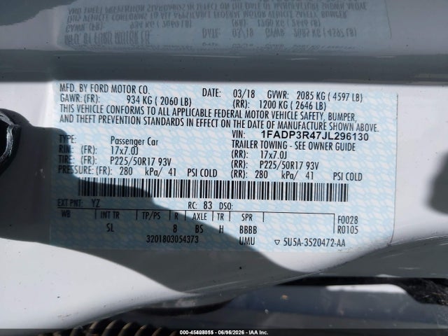 Ford FOCUS ELECTRIC 2018 1FADP3R47JL296130 Image 9