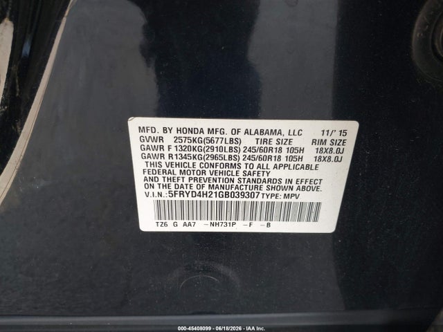 Продажа на аукционе авто 2016 Acura Mdx Acurawatch Plus Package, vin: 5FRYD4H21GB039307, номер лота: 45408099