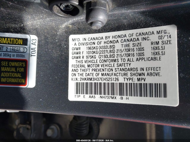 Honda CR-V LX 2014 2HKRM3H37EH525126 Image 9