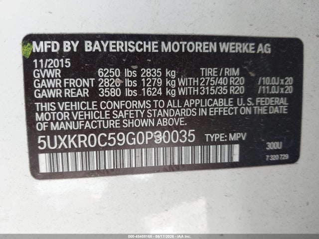 5UXKR0C59G0P30035 BMW X5 Xdrive35i