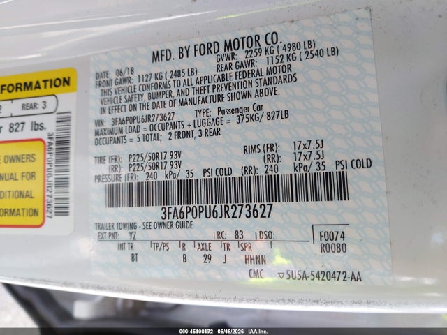Ford Fusion Energi Se Luxury 2018 3FA6P0PU6JR273627 Image 9