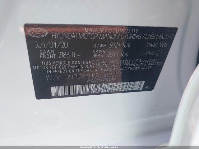 Hyundai ELANTRA SE 2020 5NPD74LF7LH602177 Image 9