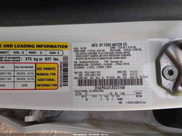 Ford Fusion Hybrid Se 2020 3FA6P0LU7LR225160 Image 9