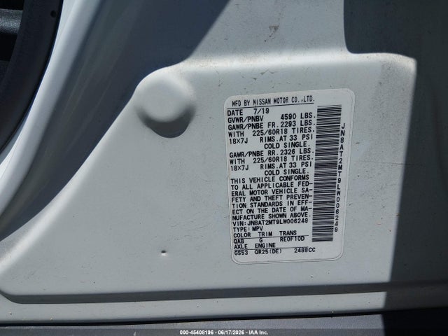JN8AT2MT9LW006249 Nissan Rogue Sv Fwd