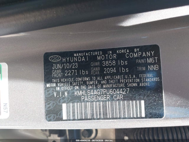 Auction sale of the 2023 Hyundai Elantra Sel, vin: KMHLS4AG7PU604427, lot number: 45408239
