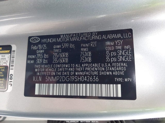 5NMP2DG19SH042636 Hyundai Santa Fe Hybrid Sel