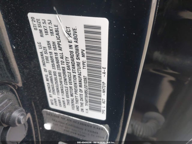 2020 Honda Cr-v Hybrid Ex-l მანქანა იყიდება აუქციონზე, vin: 7FART6H85LE010397, აუქციონის ნომერი: 45408256