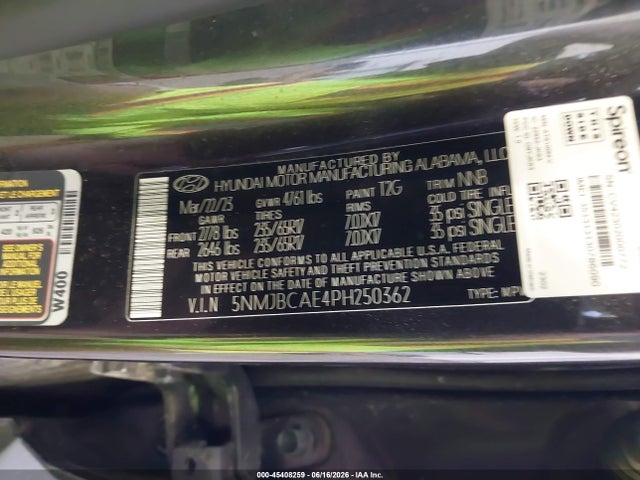 Продажа на аукционе авто 2023 Hyundai Tucson Sel, vin: 5NMJBCAE4PH250362, номер лота: 45408259