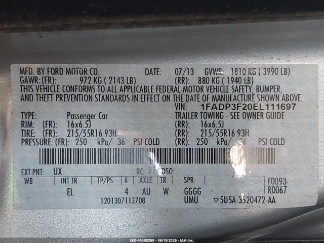 Ford FOCUS SE 2014 1FADP3F20EL111697 Image 9