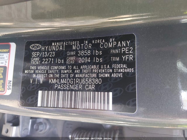 Продажа на аукционе авто 2024 Hyundai Elantra Sel, vin: KMHLM4DG1RU658380, номер лота: 45408300
