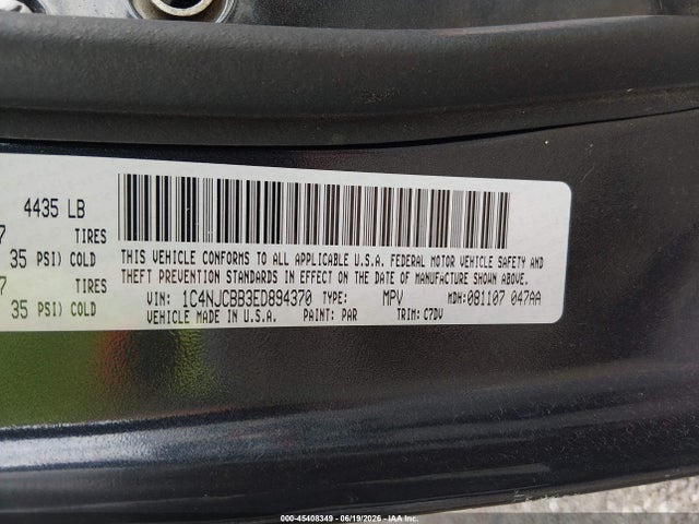 Продажа на аукционе авто 2014 Jeep Compass Sport, vin: 1C4NJCBB3ED894370, номер лота: 45408349
