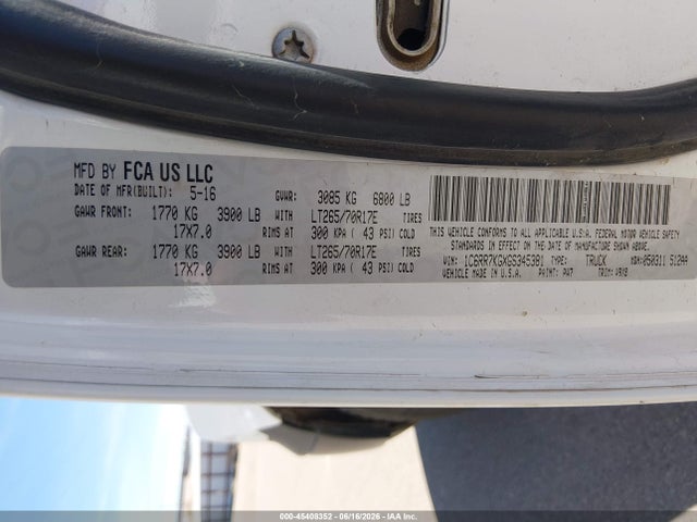 RAM 1500 2016 1C6RR7KGXGS345381 Image 9