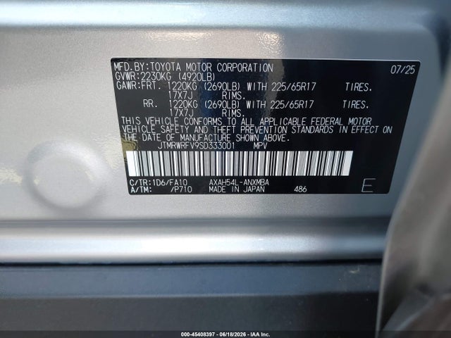 JTMRWRFV9SD333001 Toyota Rav4 Hybrid Xle