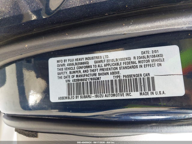 Aukcja sprzedaży 2001 Subaru Outback, vin: 4S3BH665217655387, numer aukcji: 45408424