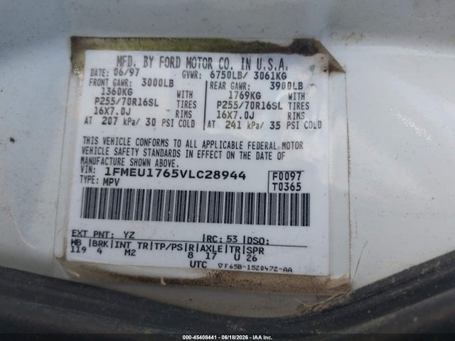Aukcja sprzedaży 1997 Ford Expedition Eddie Bauer/xlt, vin: 1FMEU1765VLC28944, numer aukcji: 45408441