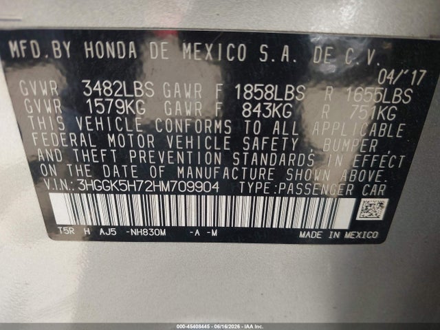 Honda FIT EX 2017 3HGGK5H72HM709904 Image 9