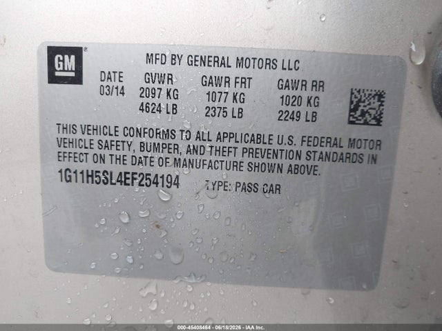 Продаж на аукціоні авто 2014 Chevrolet Malibu 1lz, vin: 1G11H5SL4EF254194, номер лоту: 45408464