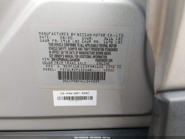 Nissan Kicks S Xtronic Cvt 2020 3N1CP5BV4LL544039 Image 9