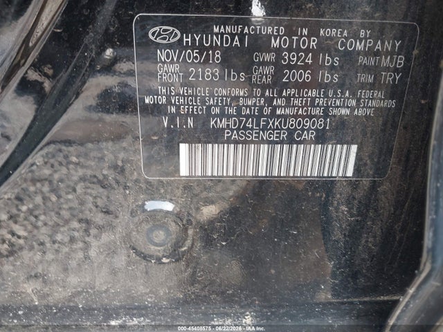 Продажа на аукционе авто 2019 Hyundai Elantra Se, vin: KMHD74LFXKU809081, номер лота: 45408575