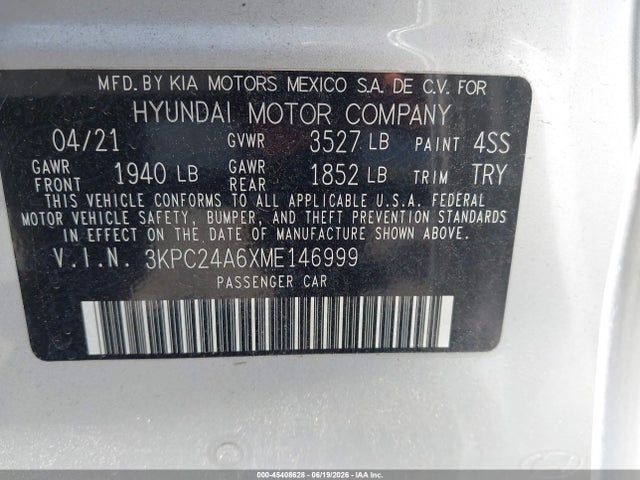 Hyundai ACCENT SE 2021 3KPC24A6XME146999 Image 9
