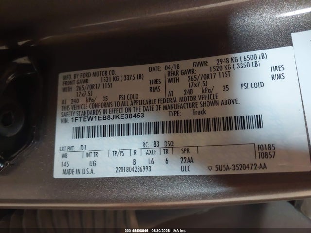 Ford F-150 Xl/xlt 2018 1FTEW1EB8JKE38453 Image 9