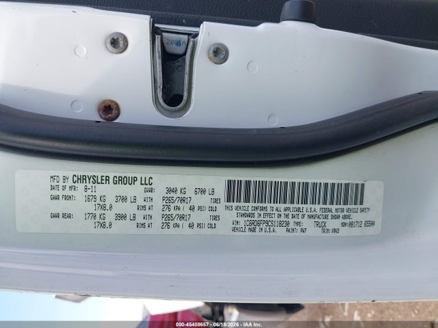 45408657 :رقم المزاد ، 1C6RD6FP9CS118230 vin ، 2012 Ram 1500 St مزاد بيع