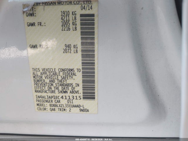 Nissan Altima 2.5 Sl 2014 1N4AL3AP1EC411315 Image 9