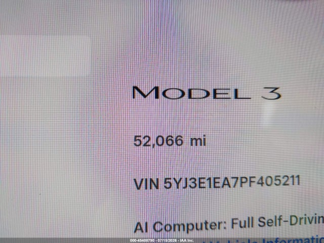 Aukcja sprzedaży 2023 Tesla Model 3 Rear-wheel Drive, vin: 5YJ3E1EA7PF405211, numer aukcji: 45408790