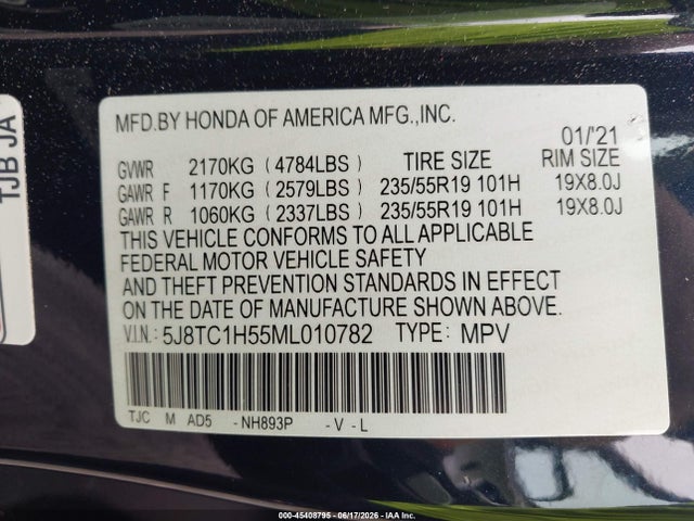 Продаж на аукціоні авто 2021 Acura Rdx Technology Package, vin: 5J8TC1H55ML010782, номер лоту: 45408795