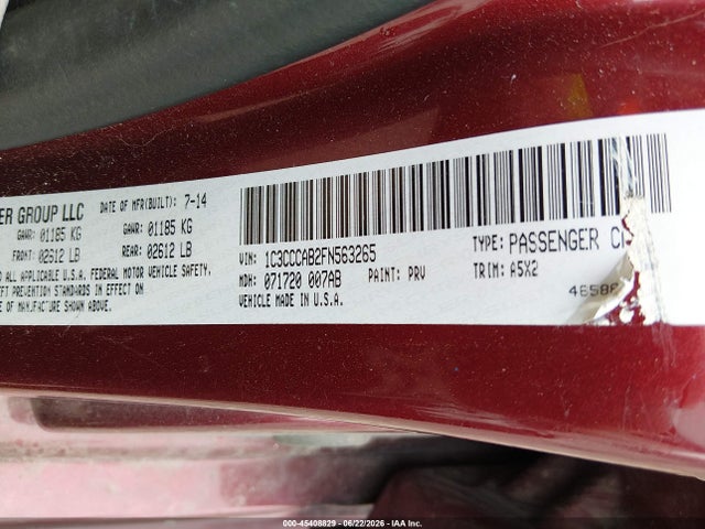 Aukcja sprzedaży 2015 Chrysler 200 Limited, vin: 1C3CCCAB2FN563265, numer aukcji: 45408829