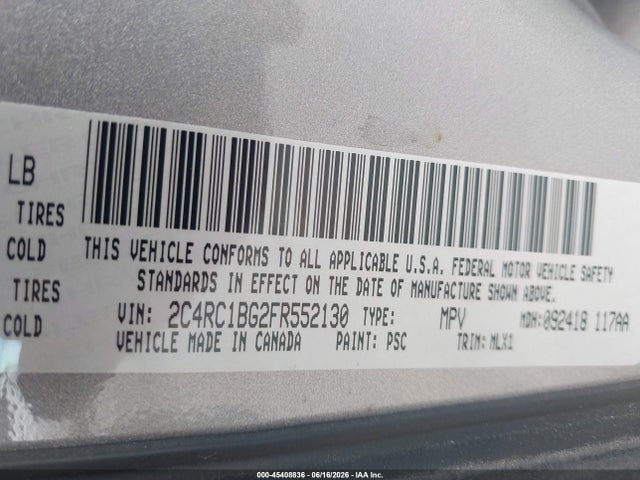 2C4RC1BG2FR552130 Chrysler Town &amp; Country Touring