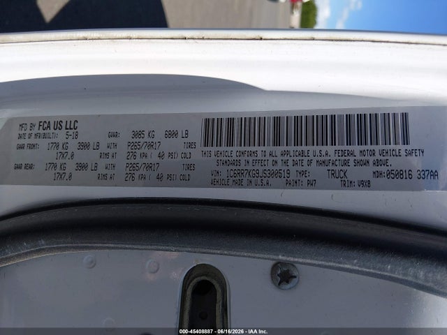 Продажа на аукционе авто 2018 Ram 1500 Tradesman  4x4 5'7 Box, vin: 1C6RR7KG9JS300519, номер лота: 45408887