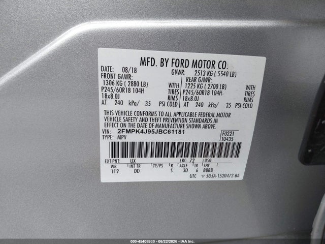 Ford EDGE SEL 2018 2FMPK4J95JBC61181 Image 9