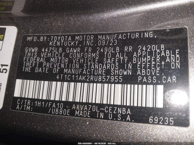 Toyota CAMRY LE 2024 4T1C11AK2RU857955 Image 9