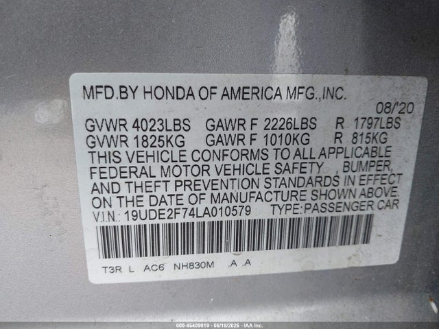 Acura Ilx Premium Package/technology Package 2020 19UDE2F74LA010579 Image 9
