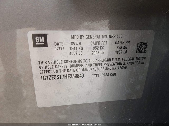1G1ZE5ST7HF239849 Chevrolet MALIBU 1LT