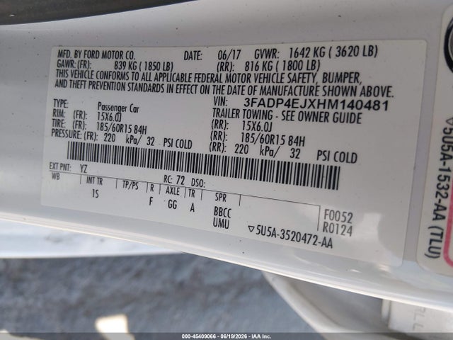 Ford FIESTA SE 2017 3FADP4EJXHM140481 Image 9