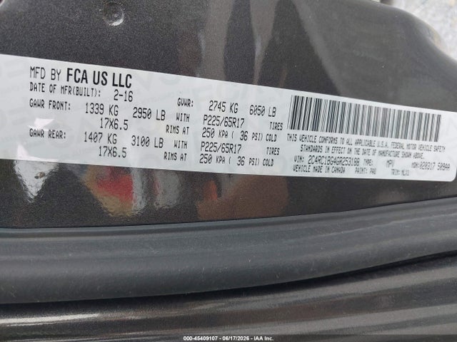 2016 Chrysler Town & Country Touring მანქანა იყიდება აუქციონზე, vin: 2C4RC1BG4GR253188, აუქციონის ნომერი: 45409107
