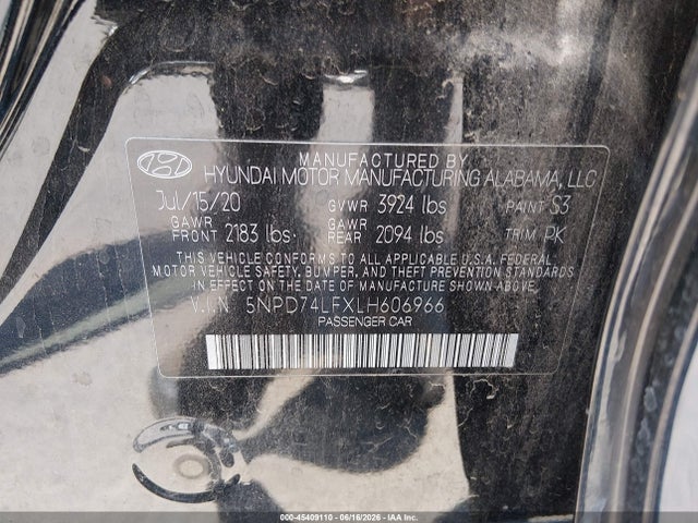 Hyundai ELANTRA SE 2020 5NPD74LFXLH606966 Image 9