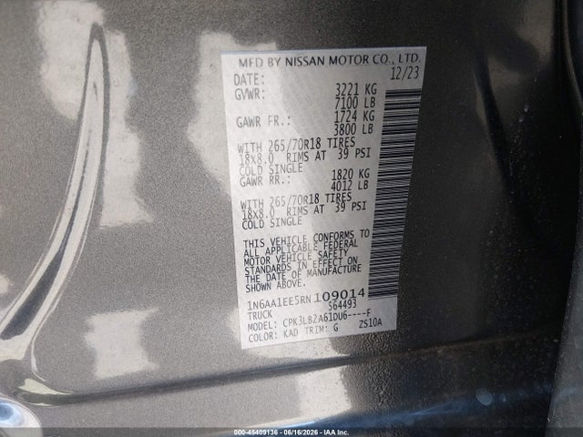 Nissan Titan Sv 4x2 2024 1N6AA1EE5RN109014 Image 9