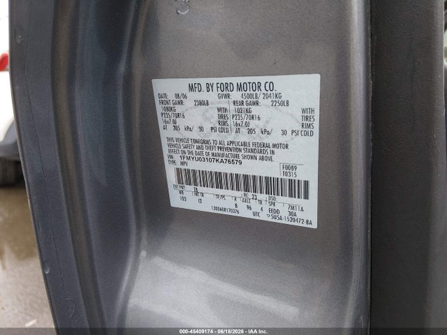 Aukcja sprzedaży 2007 Ford Escape Xlt/xlt Sport, vin: 1FMYU03107KA76579, numer aukcji: 45409174