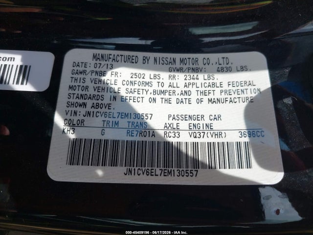 Продажа на аукционе авто 2014 Infiniti Q60, vin: JN1CV6EL7EM130557, номер лота: 45409196