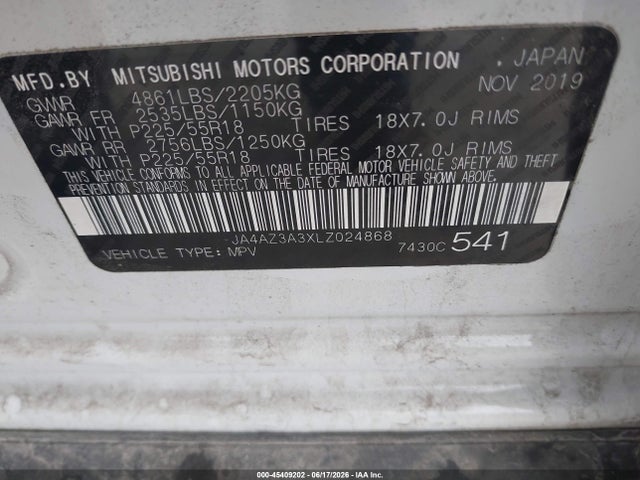 Продаж на аукціоні авто 2020 Mitsubishi Outlander Sel 2.4 S-awc, vin: JA4AZ3A3XLZ024868, номер лоту: 45409202