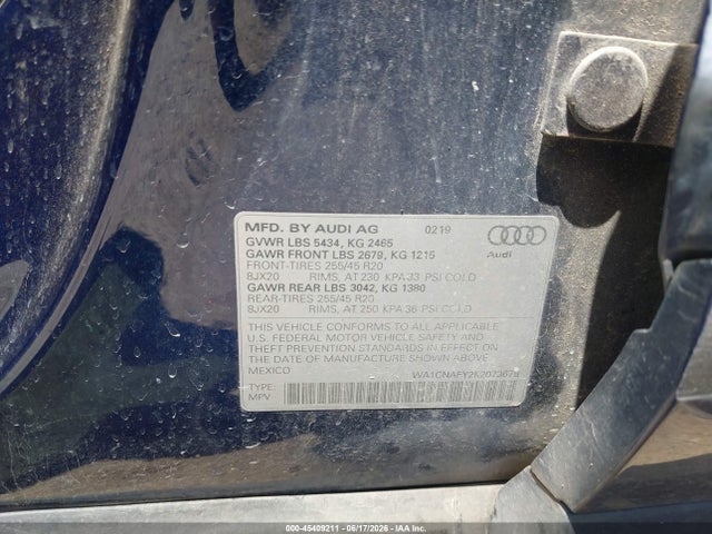Aukcja sprzedaży 2019 Audi Q5 45 Premium, vin: WA1CNAFY2K2073678, numer aukcji: 45409211