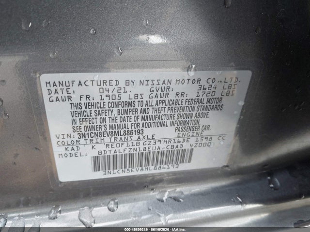 Nissan Versa Sv Xtronic Cvt 2021 3N1CN8EV8ML886193 Image 9
