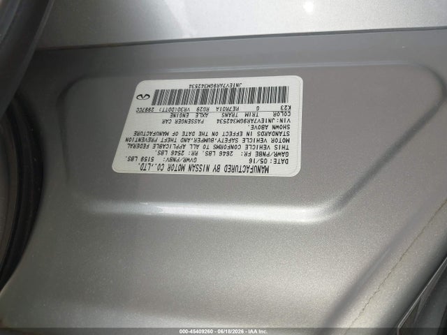 Продаж на аукціоні авто 2016 Infiniti Q50 3.0t Premium, vin: JN1EV7AR9GM342534, номер лоту: 45409260