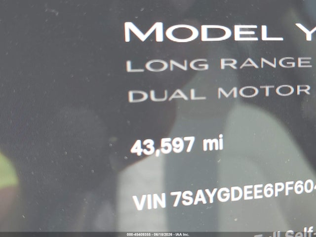 Aukcja sprzedaży 2023 Tesla Model Y Awd/long Range Dual Motor All-wheel Drive, vin: 7SAYGDEE6PF604595, numer aukcji: 45409355