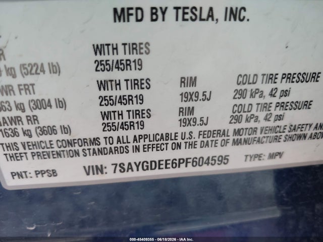 Aukcja sprzedaży 2023 Tesla Model Y Awd/long Range Dual Motor All-wheel Drive, vin: 7SAYGDEE6PF604595, numer aukcji: 45409355