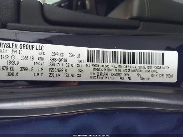 Продаж на аукціоні авто 2013 Jeep Grand Cherokee Laredo, vin: 1C4RJFAG1DC654917, номер лоту: 45409359